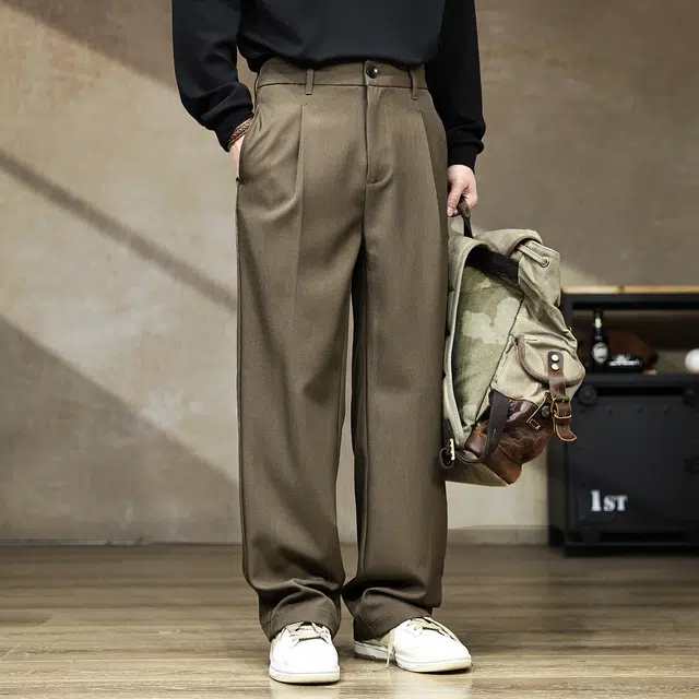 古先森 秋款 男士复古垂感痞帅时尚西装裤 宽松松弛感廓形直筒裤 男款 静奢感拉满
