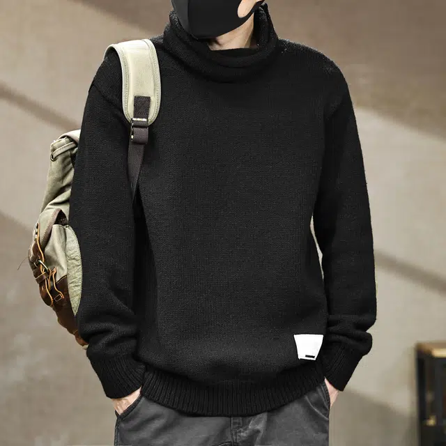 古先森 秋冬款 美式复古美拉德慵懒风羊毛高领毛衣 加厚男士宽松休闲潮牌 男款