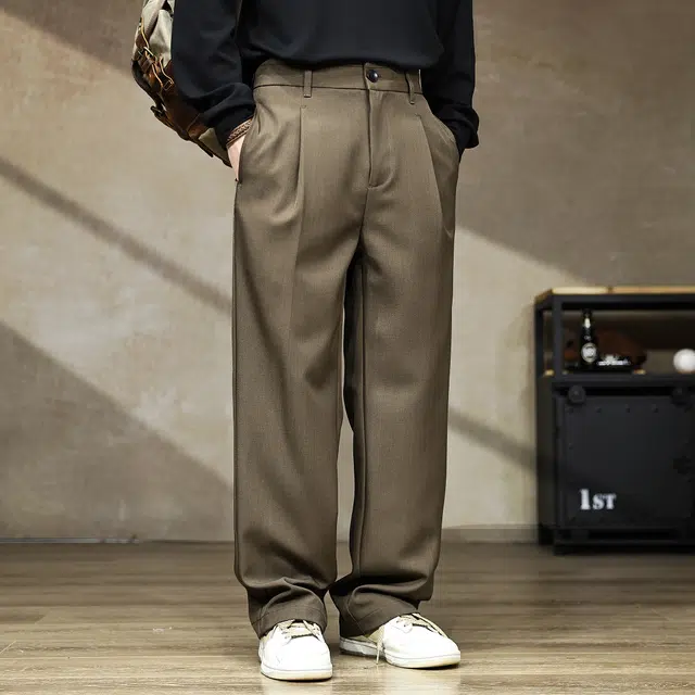 古先森 秋款 男士复古垂感痞帅时尚西装裤 宽松松弛感廓形直筒裤 男款 静奢感拉满