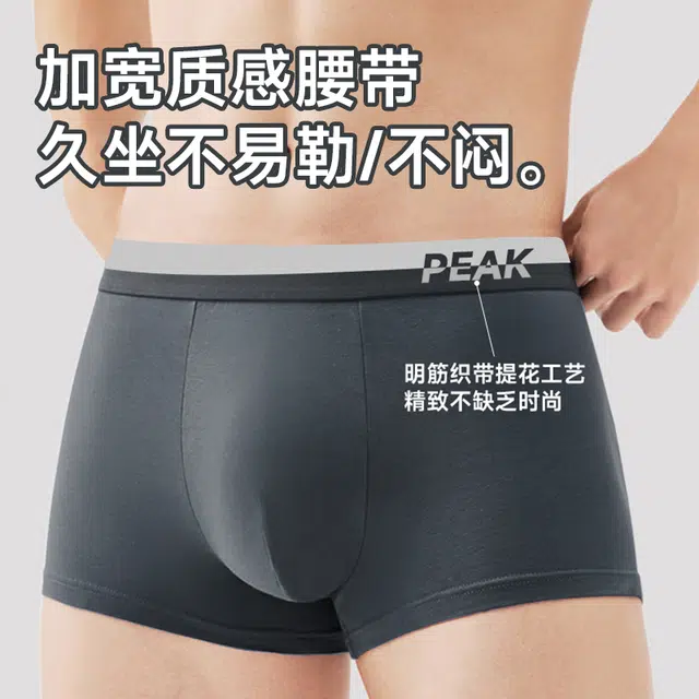 匹克 运动透气吸汗居家休闲舒适亲肤高弹抗菌纯色棉平角内裤 男款