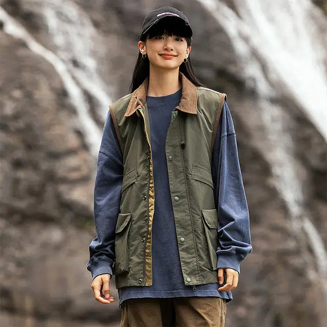 宫奴 潮牌户外机能多口袋复古工装背心坎肩休闲立领外套马甲 男女同款