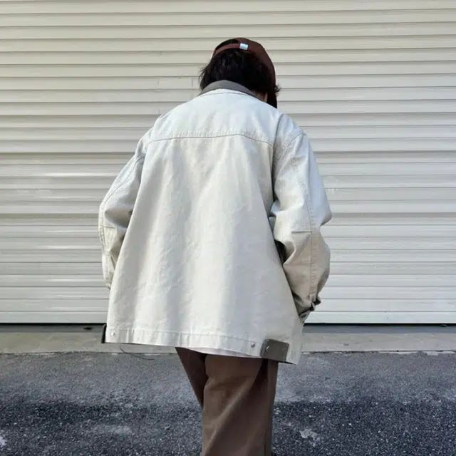 宫奴 日系休闲潮牌复古水洗宽松百搭设计感拼皮双领外套夹克 男女同款