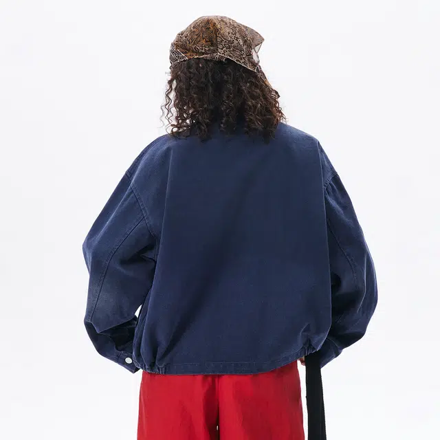 宫奴 日系休闲潮牌基础款纯色宽松水洗翻领外套夹克 男女同款