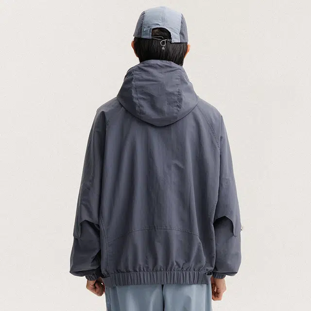 宫奴 潮牌户外防风防水宽松廓形短款连帽工装外套夹克 男女同款