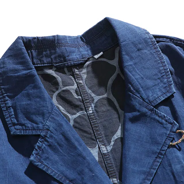 宫奴 潮牌日系复古纯棉水洗宽松多口袋西装领牛仔夹克 男女同款