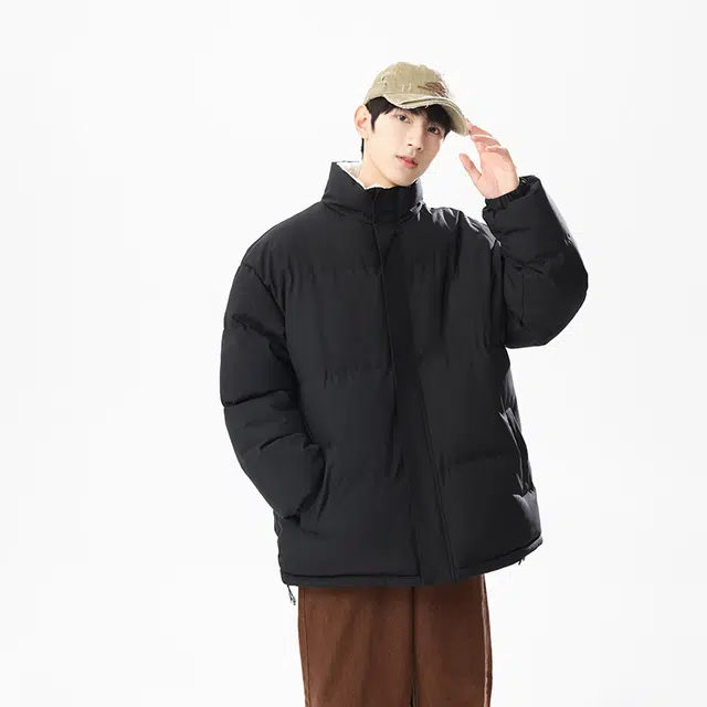 洋气先生  洋气潮牌美式复古时尚潮流百搭简约纯色个性高级感无性别主义基础设计日常休闲宽松舒适保暖亲肤加绒长袖外套棉服 男女同款