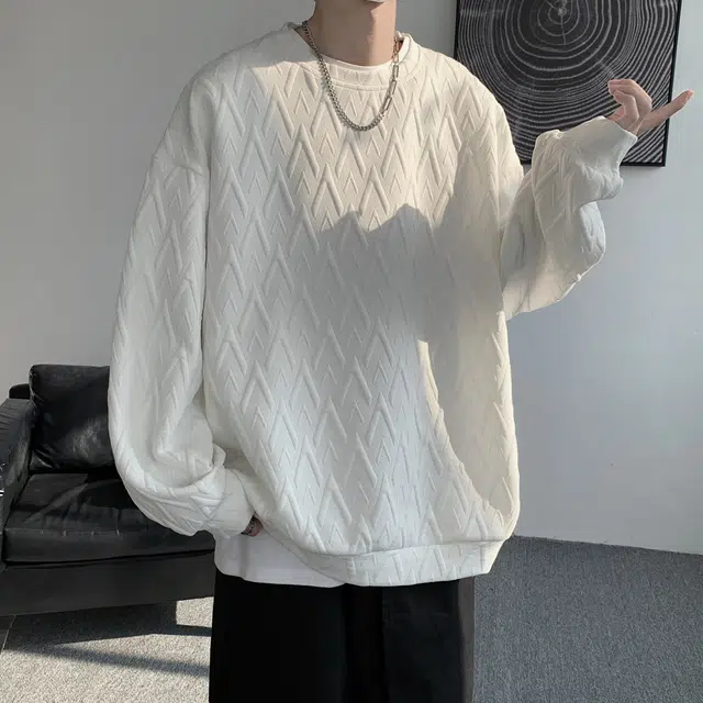 洋气先生 美式复古高级感纯色简约三角钢印满印大码重磅垂感宽松休闲时尚百搭小众通勤中性风圆领套头户外山系运动舒适日常卫衣 男女同款