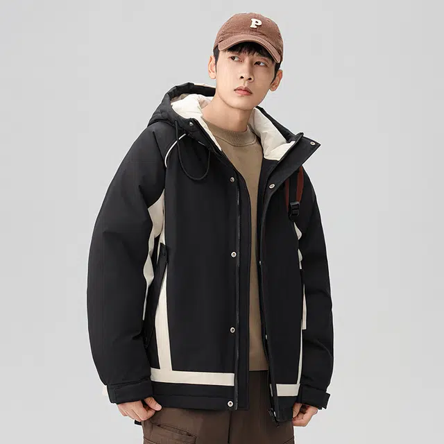 洋气先生 美式潮牌户外通勤宽松柔软舒适休闲防风保暖抗寒连帽面包服羽绒服 男女同款