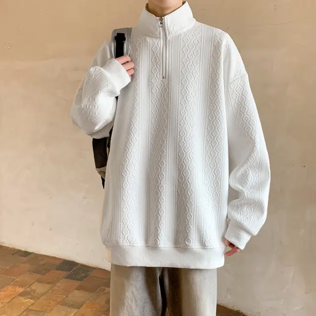 洋气先生 美式复古纯色立领半拉链套头上衣春秋季提花潮牌重磅宽松休闲高街基础款百搭舒适多巴胺色系日常出行通勤运动长袖卫衣 男女同款