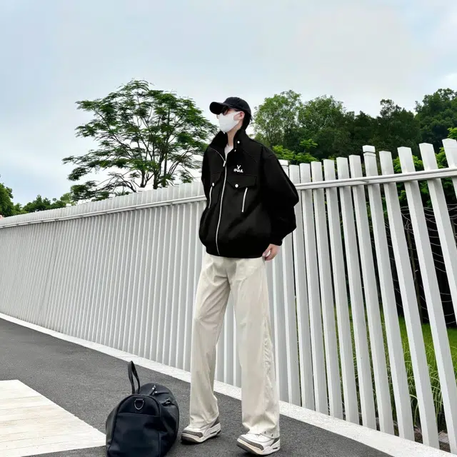 洋气先生 美式复古高街潮牌时尚潮流简约无性别主义日常通勤户外口袋设计小帅宽松舒适保暖拉链立领开衫休闲百搭上衣外套棉服 男女同款