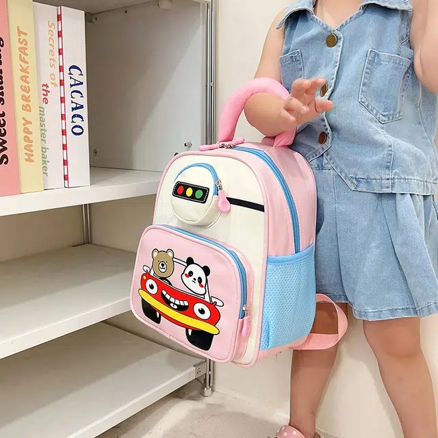 米囹 幼儿园卡通多色小汽车 可爱宝宝 实用大容量测置储物袋 轻松舒适背负体验 牛津纺 双肩包