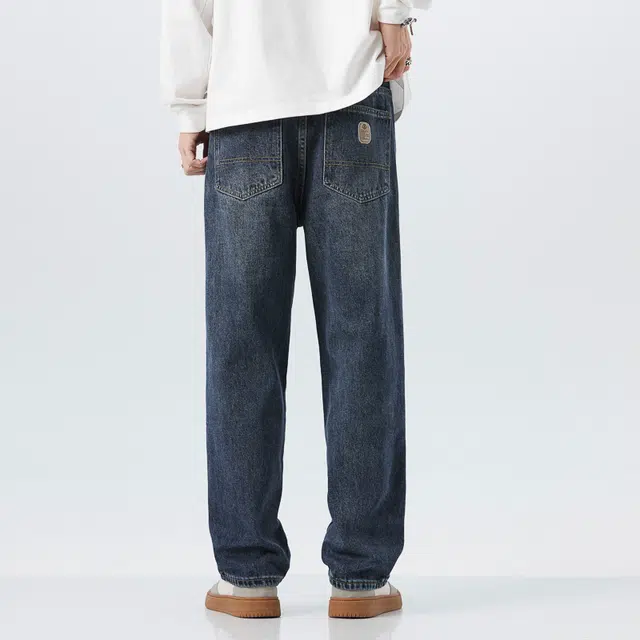 邦固依品 美式复古高街风水洗做旧直筒舒适百搭显高显瘦牛仔裤 男款