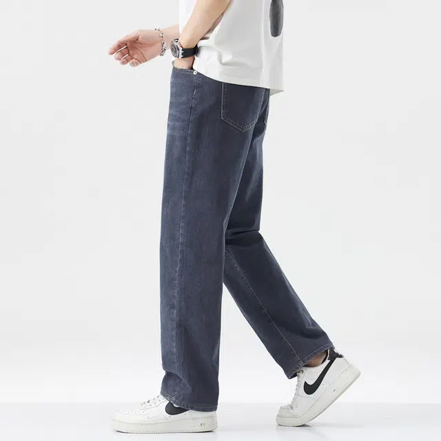 邦固依品 复古潮流设计感绣花水洗做旧直筒宽松百搭休闲牛仔裤 男款