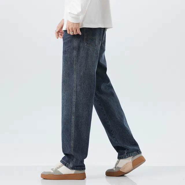 邦固依品 美式复古高街风水洗做旧直筒舒适百搭显高显瘦牛仔裤 男款