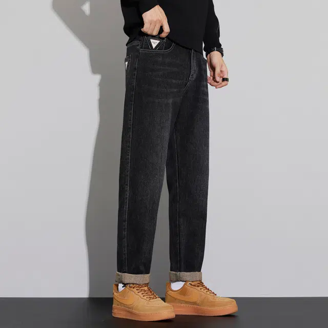 邦固依品 美式潮牌高街复古水洗做旧宽松百搭舒透气免烫抗皱休闲直筒牛仔裤 男款