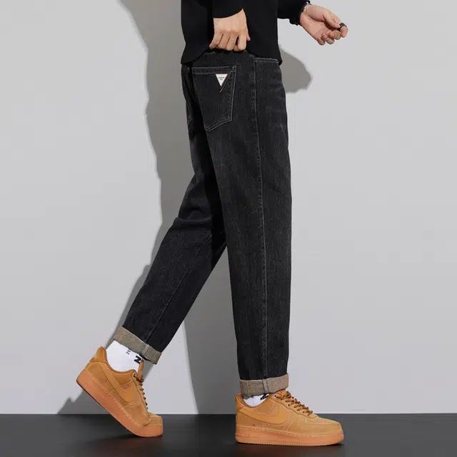 邦固依品 美式潮牌高街复古水洗做旧宽松百搭舒透气免烫抗皱休闲直筒牛仔裤 男款