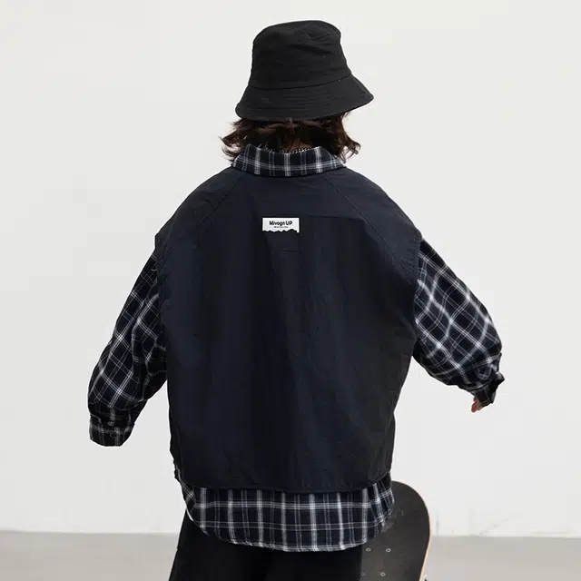 俞兆林休闲衬衫 韩式嘻哈潮童青少年英伦格子假两件拼色背心高街潮流时尚百搭外套夹克