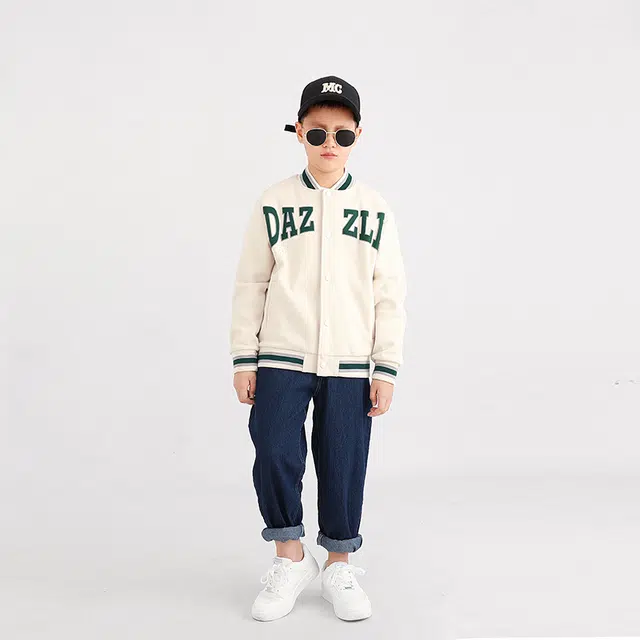 俞兆林美式高街棉质棒球服帅气潮酷字母印花立领休闲宽松透气舒适外套 夹克