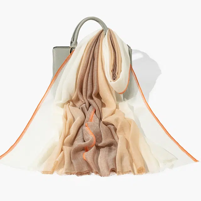 一米画纱 轻奢色织轻盈柔软亲肤细腻保暖外搭气质披肩高级感 山羊绒 绒线围巾 女款