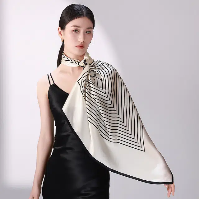 一米画纱 婉约江南中式真丝大方巾时尚印花舒适独特图案优雅百搭 桑蚕丝 丝巾 女款