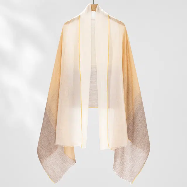 一米画纱 轻盈柔软舒适优雅时尚水溶色织格空调披肩户外保暖 绵羊毛 绒线围巾 女款