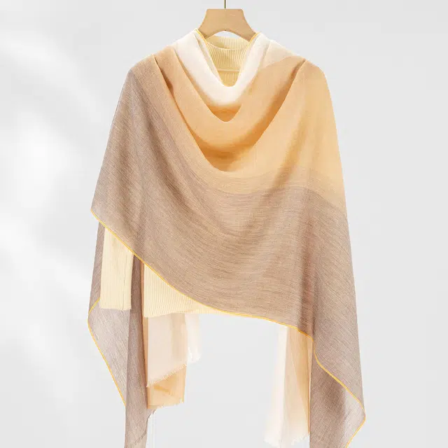 一米画纱 轻盈柔软舒适优雅时尚水溶色织格空调披肩户外保暖 绵羊毛 绒线围巾 女款