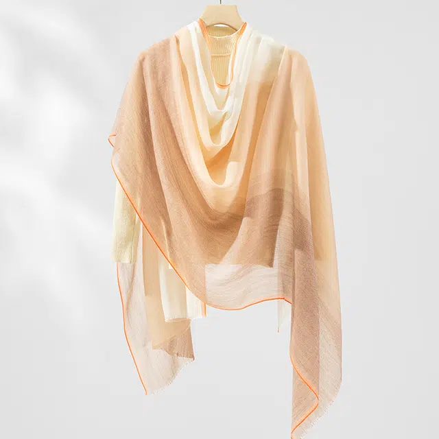 一米画纱 轻奢色织轻盈柔软亲肤细腻保暖外搭气质披肩高级感 山羊绒 绒线围巾 女款