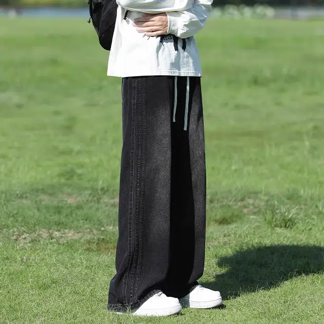 邦固依品 复古男夏季薄款美式高街潮牌宽松直筒青少年长裤子男生牛仔裤 男款
