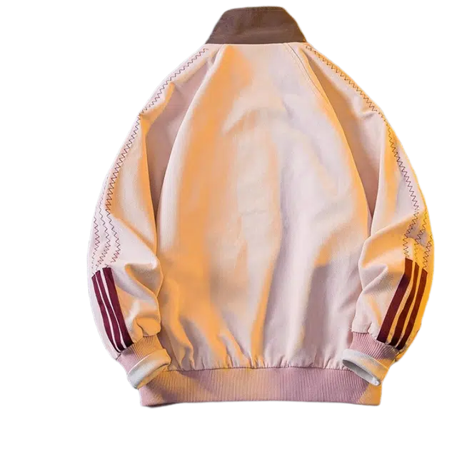 邦固依品 秋季 美式撞色立领设计感棒球服外套男潮牌宽松三道杠拼接运动夹克 男款