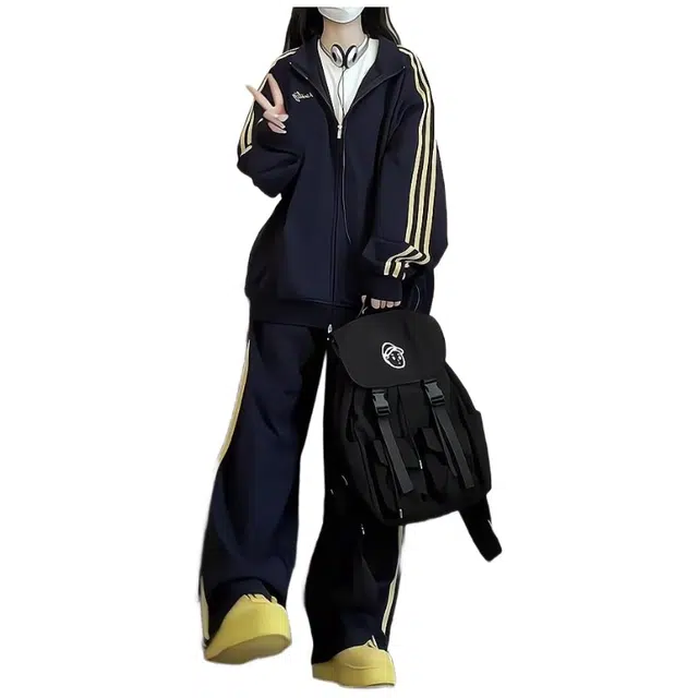 邦固依品 复古学院风女春秋时尚宽松韩版学生卫衣两件套休闲套装 女款