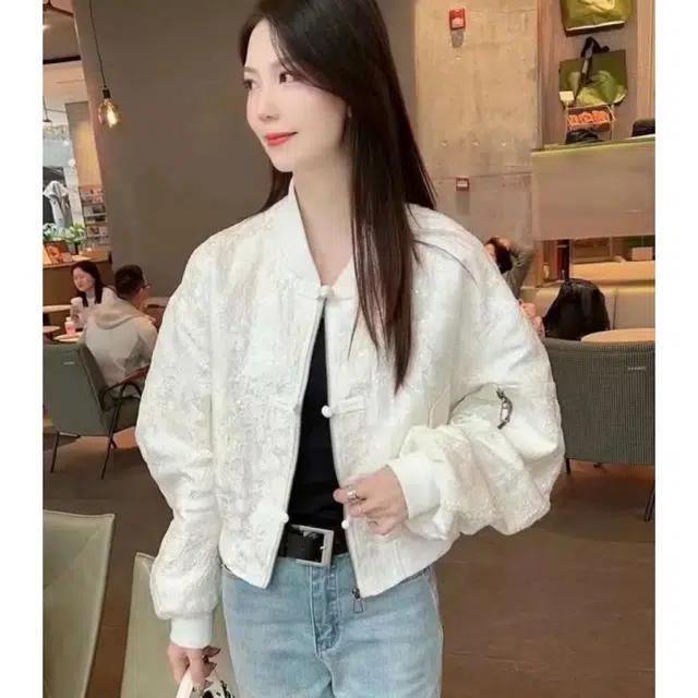 邦固依品 新中式国风盘扣短款外套女春秋款宽松时尚小个子薄款棒球服 女款