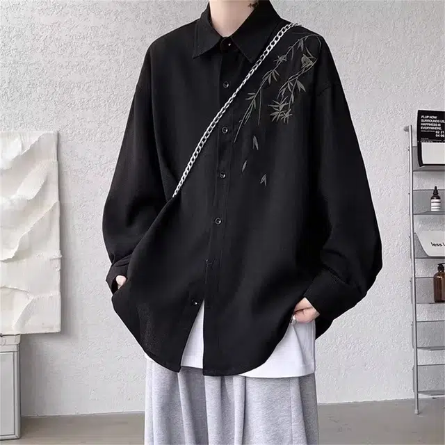 邦固依品 春秋季长袖男生休闲一套搭配潮流痞帅气衬衣外套三件套衬衫套装 男款