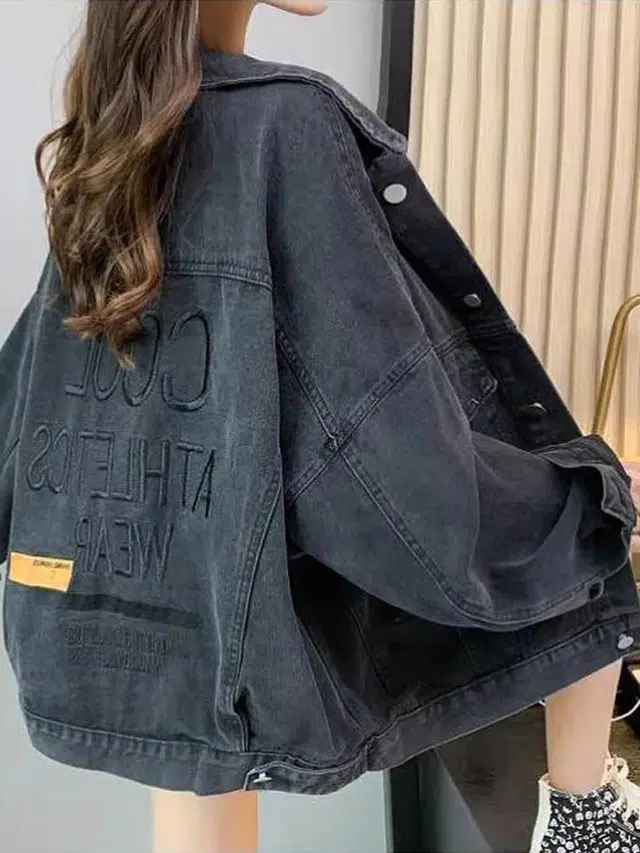 邦固依品 复古女韩版刺绣宽松百搭洋气减龄工装夹克港风上衣潮牛仔外套 女款