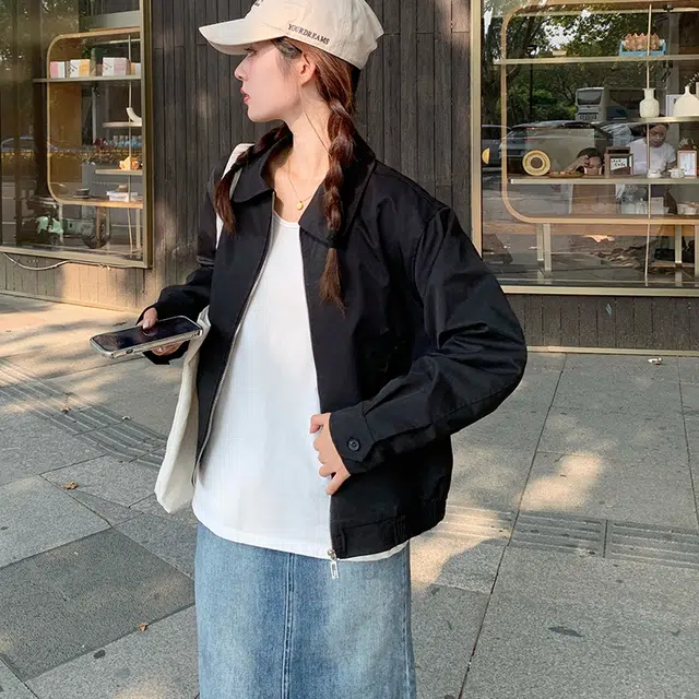 邦固依品 短款休闲外套女春秋季穿搭高级感宽松显瘦上衣洋气小个子长袖夹克 女款