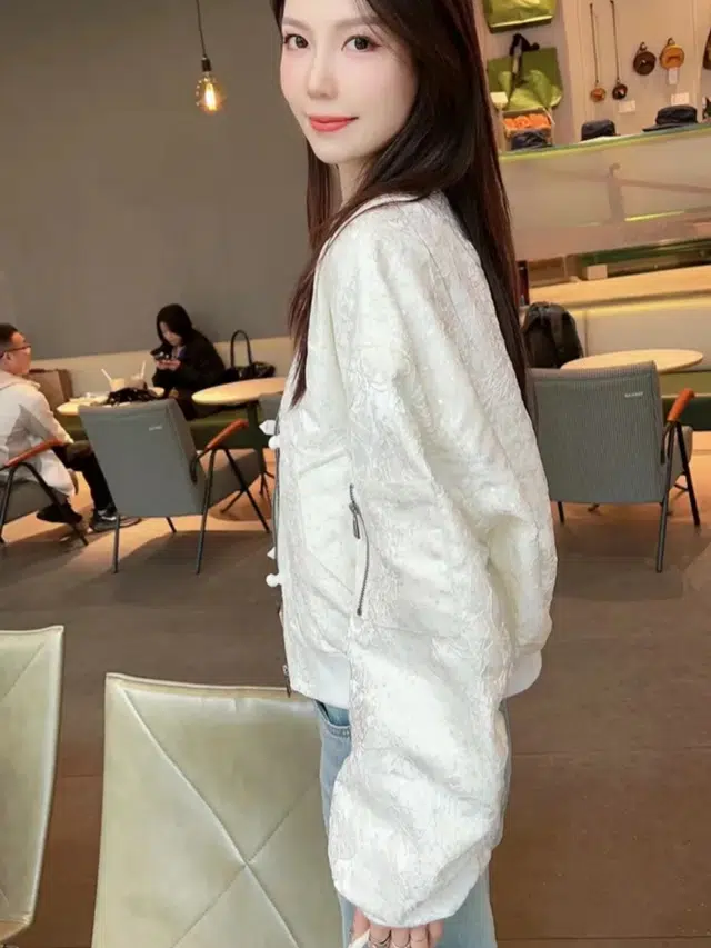 邦固依品 新中式国风盘扣短款外套女春秋款宽松时尚小个子薄款棒球服 女款