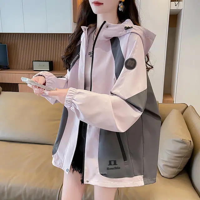 邦固依品 拼色外套少女春秋冬装初中高中学生宽松休闲百搭冲.锋衣夹克 女款