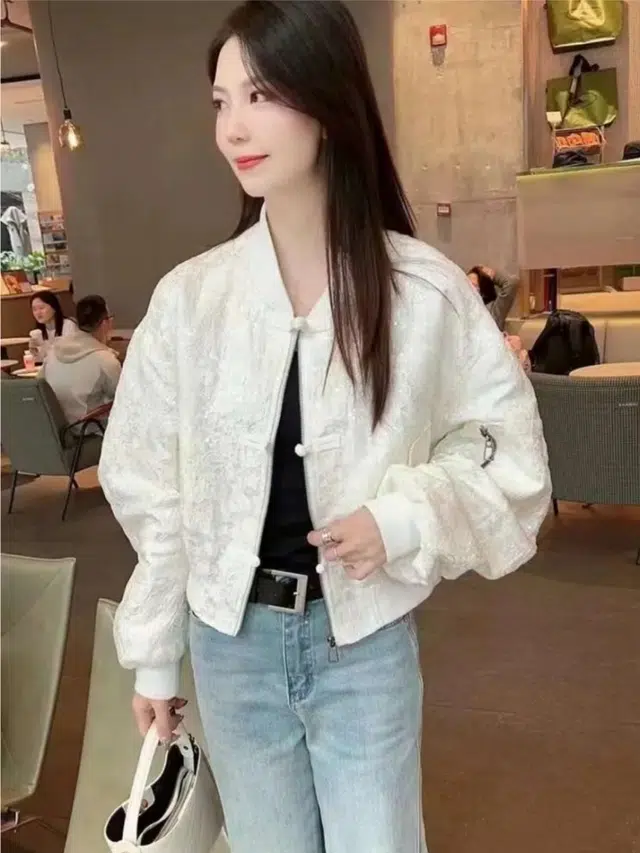 邦固依品 新中式国风盘扣短款外套女春秋款宽松时尚小个子薄款棒球服 女款