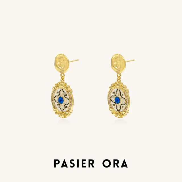 铂思亚 复古大气设计 合金 耳钉 女款