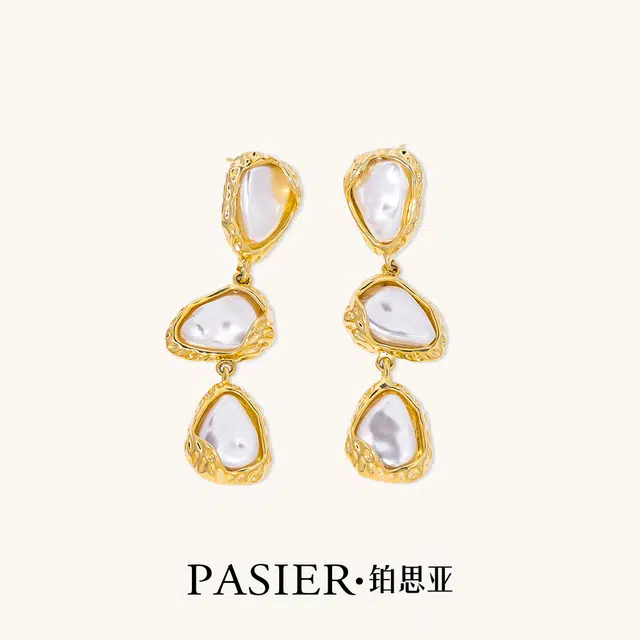 铂思亚 欧美水滴款 铜合金 耳钉 女款