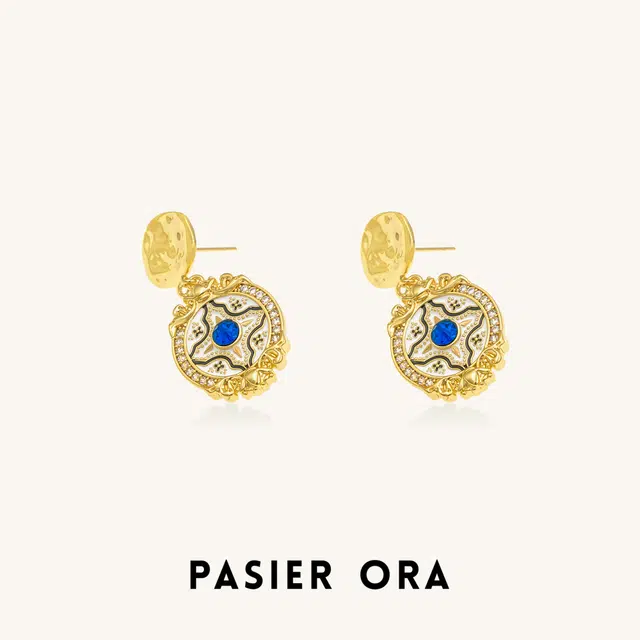 铂思亚 复古大气设计 合金 耳钉 女款