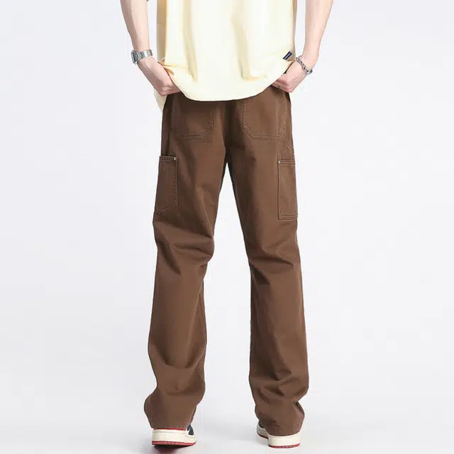 么宁 宽松直筒百搭多色纯色简约青少年潮牌牛仔裤 男款