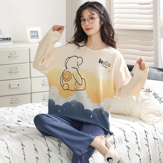 帕兰朵 长袖家居服柔软舒适睡衣套装 女款