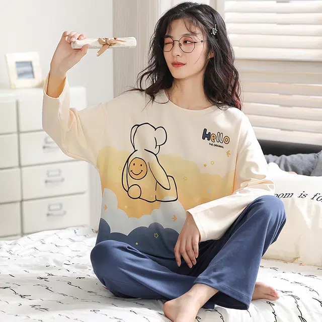帕兰朵 长袖家居服柔软舒适睡衣套装 女款