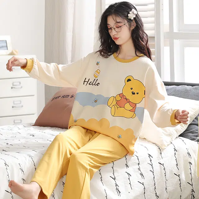 帕兰朵 长袖可外穿家居服柔软舒适睡衣套装 女款