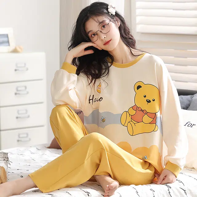 帕兰朵 长袖可外穿家居服柔软舒适睡衣套装 女款