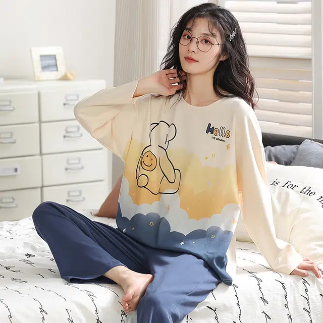 帕兰朵 长袖家居服柔软舒适睡衣套装 女款