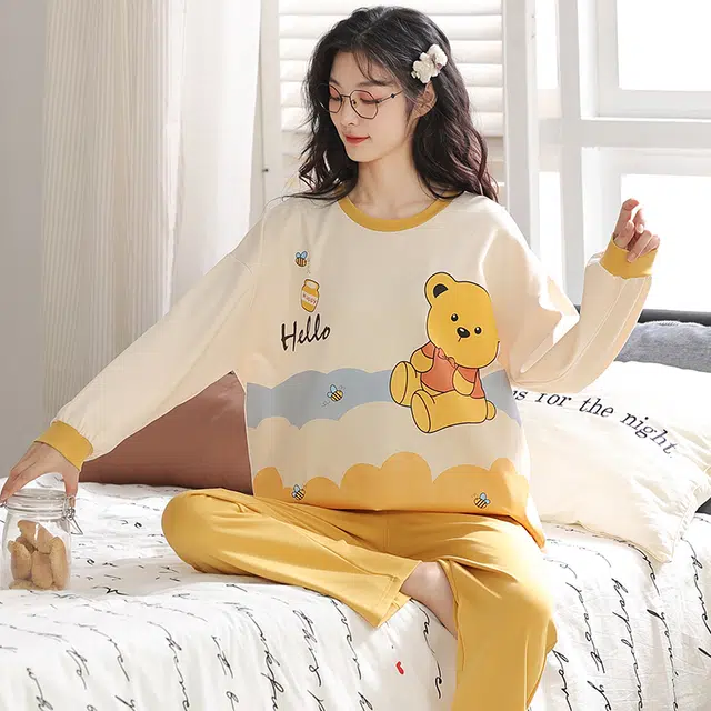 帕兰朵 长袖可外穿家居服柔软舒适睡衣套装 女款