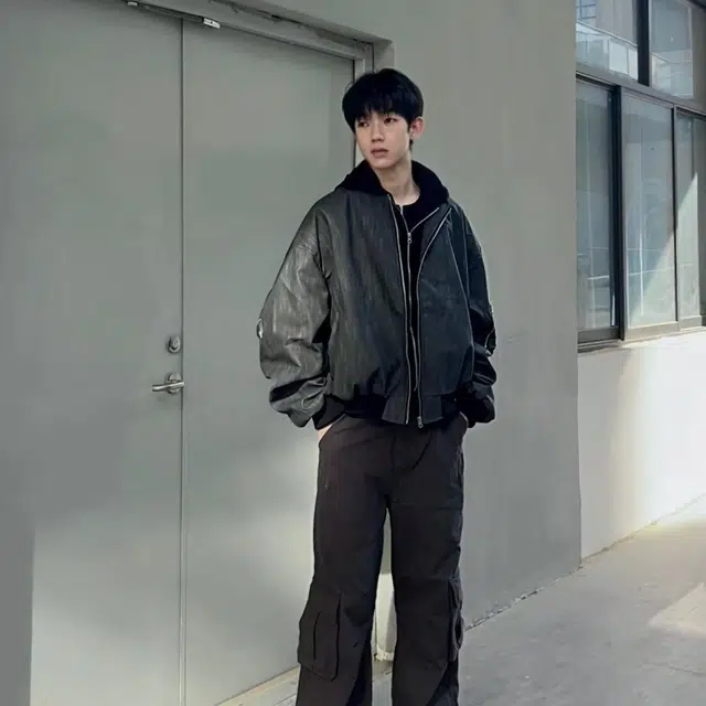 笔杏 原创设计美式复古棒球服潮牌做旧连帽双拉链感工装外套高街小众机能风痞帅夹克 男女同款