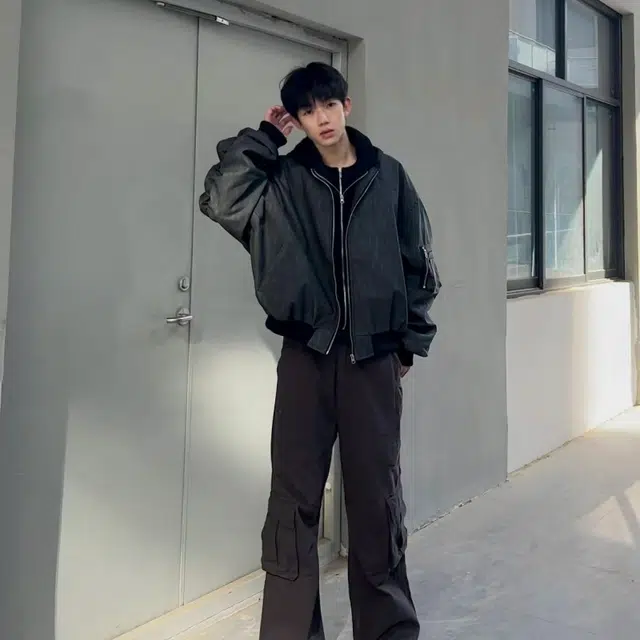 笔杏 原创设计美式复古棒球服潮牌做旧连帽双拉链感工装外套高街小众机能风痞帅夹克 男女同款