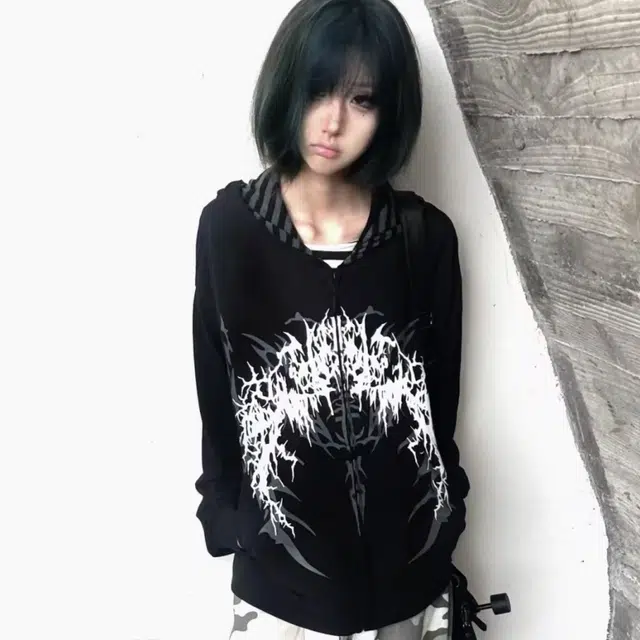 笔杏 美式复古街头潮流嘻哈哥特风宽松舒适拼接印花翅膀连帽开衫小众个性对称设计日常通勤亲肤情侣卫衣 男女同款